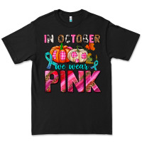 Black in october we wear pink with pumpkins Premium Tee - AdoDesignShop