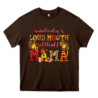 Chocolate Brown somebody's loud mouth softball mama Heavy Core Tee - Jasminsmagicworld