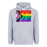 Heather Grey Pride flag background Heavyweight Hoodie - CowGirlArtShop