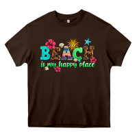 Chocolate Brown beach is my happy place Heavy Core Tee - AdoDesignShop