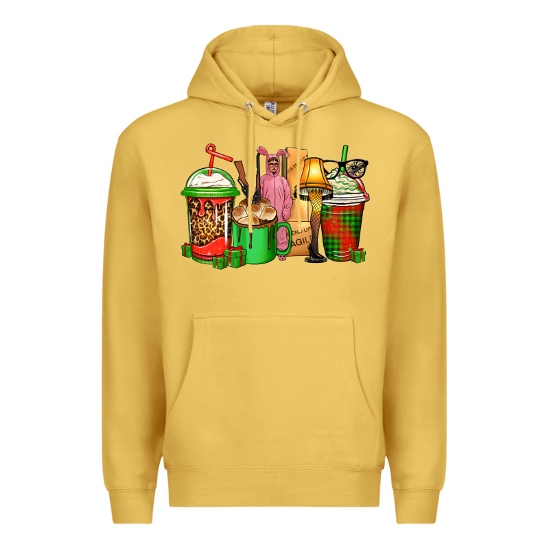 Christmas Movie Coffee Cups Premium Hoodie by CowGirlArtShop | Teevron