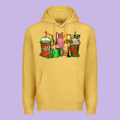 Christmas Movie Coffee Cups Premium Hoodie Designed By Cowgirlartshop