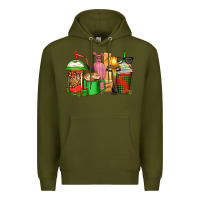 Army Green christmas movie coffee cups Premium Hoodie - CowGirlArtShop
