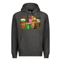 Charcoal Heather christmas movie coffee cups Premium Hoodie - CowGirlArtShop