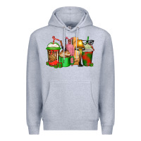 Heather Grey christmas movie coffee cups Premium Hoodie - CowGirlArtShop