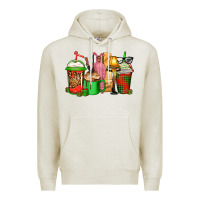 Oatmeal Heather christmas movie coffee cups Premium Hoodie - CowGirlArtShop