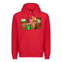 Red christmas movie coffee cups Premium Hoodie - CowGirlArtShop