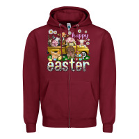 Happy Easter Truck With Farm Animals Zipper Hoodie | Teevron