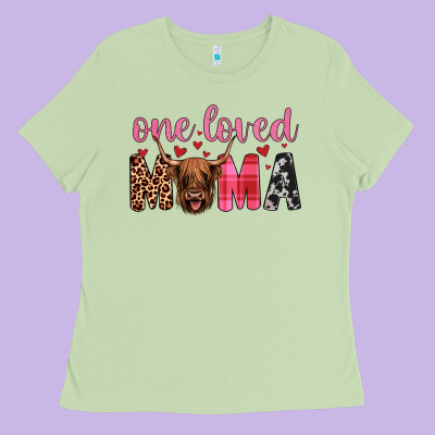 Highland Cow One Loved Mama Ladies Tee Designed By Jahusdesignshop