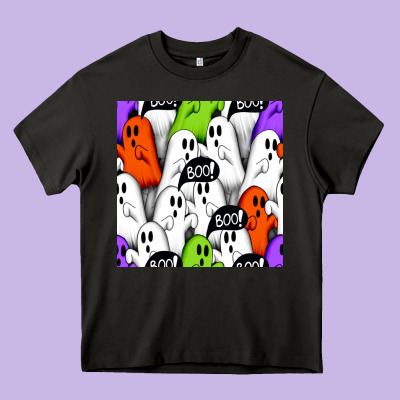 Boo Ghosts Seamless Pattern Heavy Core Tee Designed By Bundleandbundleshop