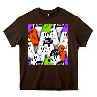 Chocolate Brown boo ghosts seamless pattern Heavy Core Tee - BundleAndBundleShop