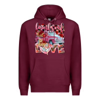 Burgundy Loads of love Valentine's Day truck Premium Hoodie - HowdyJamesFarm