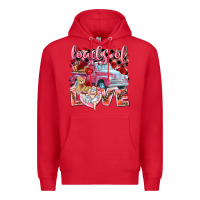 Red Loads of love Valentine's Day truck Premium Hoodie - HowdyJamesFarm