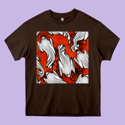 Flying Ghosts Seamless Pattern Heavy Core Tee Designed By Bundleandbundleshop