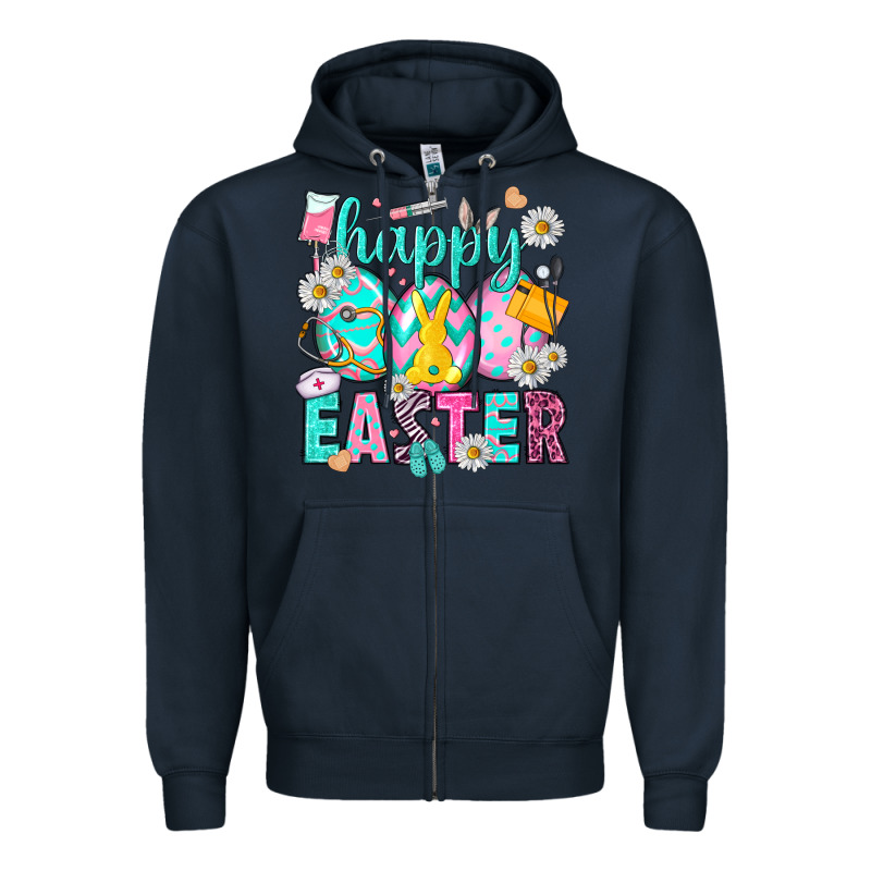 Happy Easter Eggs Nurse Zipper Hoodie by NancyCooperArtShop | Teevron