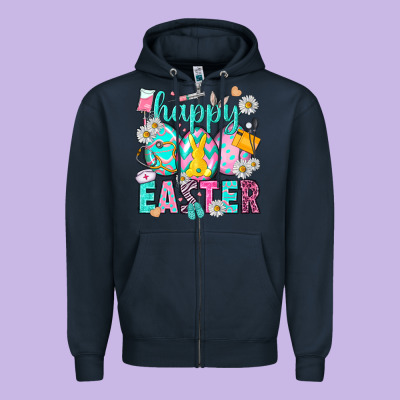 Happy Easter Eggs Nurse Zipper Hoodie Designed By Nancycooperartshop