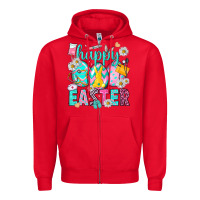 Red Happy Easter eggs Nurse Zipper Hoodie - NancyCooperArtShop