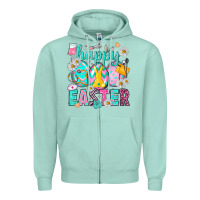 Seafoam Happy Easter eggs Nurse Zipper Hoodie - NancyCooperArtShop