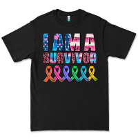 Black i am a survivor with all cancer ribbons Premium Tee - AdoDesignShop