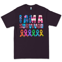 Plum i am a survivor with all cancer ribbons Premium Tee - AdoDesignShop