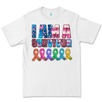 White i am a survivor with all cancer ribbons Premium Tee - AdoDesignShop