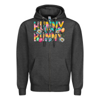 Charcoal Heather Hunny Bunny Easter Zipper Hoodie - NancyCooperArtShop