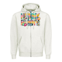 Oatmeal Heather Hunny Bunny Easter Zipper Hoodie - NancyCooperArtShop