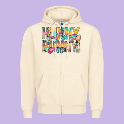 Hunny Bunny Easter Zipper Hoodie Designed By Nancycooperartshop