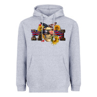 Heather Grey american mom skull Heavyweight Hoodie - CowGirlArtShop