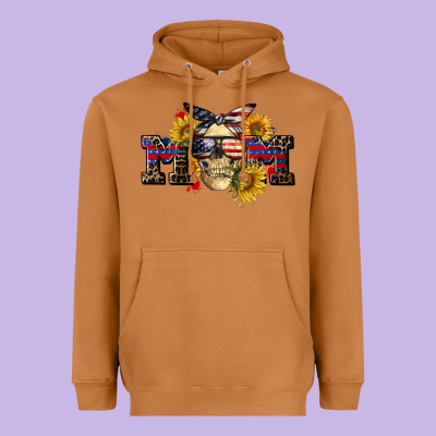 American Mom Skull Heavyweight Hoodie Designed By Cowgirlartshop
