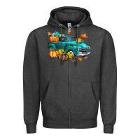 Charcoal Heather Fall Farm Truck Zipper Hoodie - texasbilliewilder