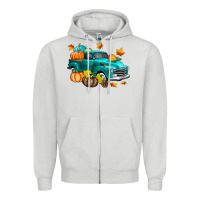 Dove Grey Fall Farm Truck Zipper Hoodie - texasbilliewilder