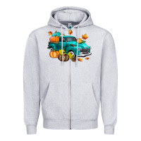 Heather Grey Fall Farm Truck Zipper Hoodie - texasbilliewilder