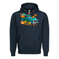 Navy Fall Farm Truck Zipper Hoodie - texasbilliewilder