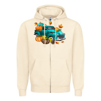 Sandshell Fall Farm Truck Zipper Hoodie - texasbilliewilder