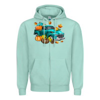 Seafoam Fall Farm Truck Zipper Hoodie - texasbilliewilder