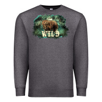 Charcoal Heather Stay wild night Grizzly Bear Premium Sweatshirt - HowdyJamesFarm