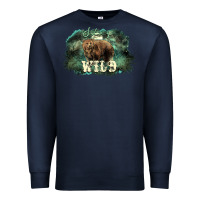 Navy Stay wild night Grizzly Bear Premium Sweatshirt - HowdyJamesFarm