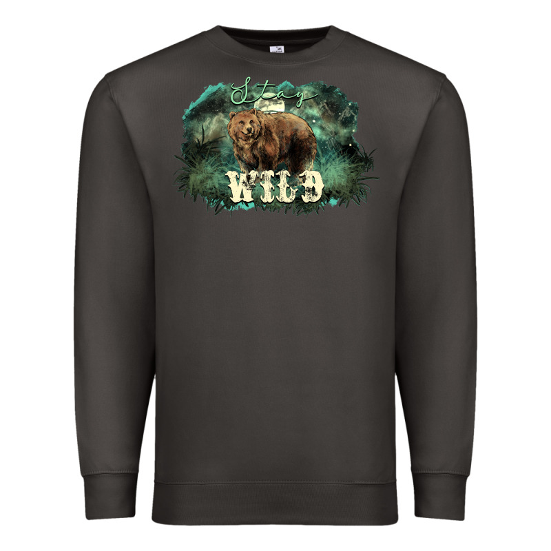 Stay Wild Night Grizzly Bear Premium Sweatshirt by HowdyJamesFarm | Teevron