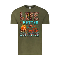 Vintage Olive life is better by the campfire Vintage Tee - JahusDesignShop