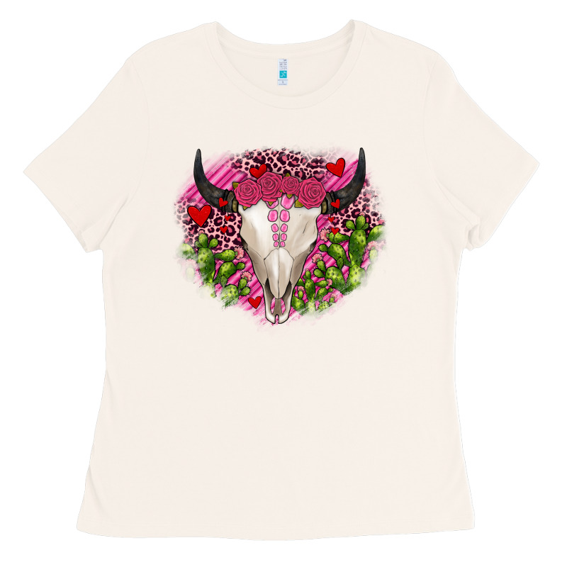 Bull Skull Cactus Valentines Ladies Tee by JahusDesignShop | Teevron