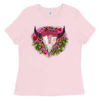 Bubblegum Pink bull skull cactus valentines Ladies Tee - JahusDesignShop