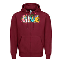 Burgundy Love Easter Zipper Hoodie - NancyCooperArtShop