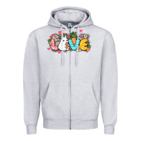 Heather Grey Love Easter Zipper Hoodie - NancyCooperArtShop