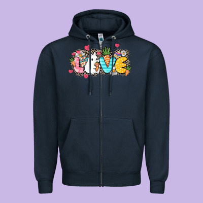 Love Easter Zipper Hoodie Designed By Nancycooperartshop