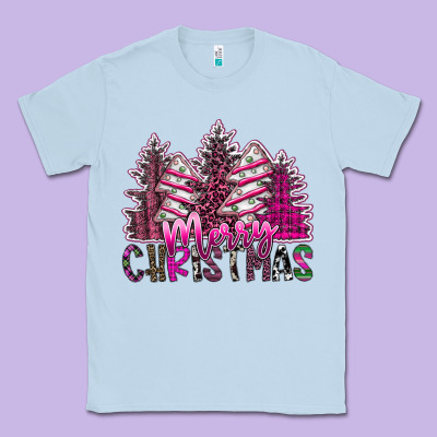 Merry Christmas Pink  Trees Classic Tee Designed By Cowhidedigitalart