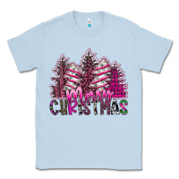 Dusty Blue Merry Christmas pink  trees Classic Tee - CowhideDigitalArt