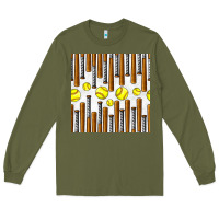 Army Green softball bat seamless pattern Long Sleeve Tee - BundleAndBundleShop