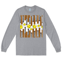 Heather Grey softball bat seamless pattern Long Sleeve Tee - BundleAndBundleShop