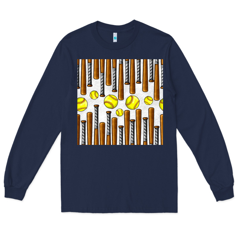 Softball Bat Seamless Pattern Long Sleeve Tee by BundleAndBundleShop | Teevron